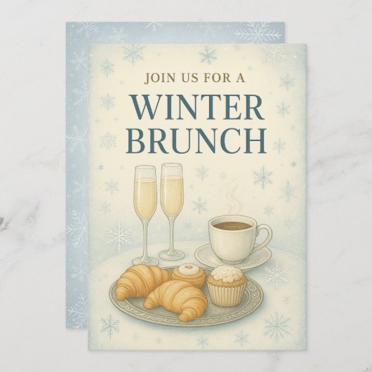 Einladung zum Winterbrunch | Elegant Mattiert (Vorne/Hinten)