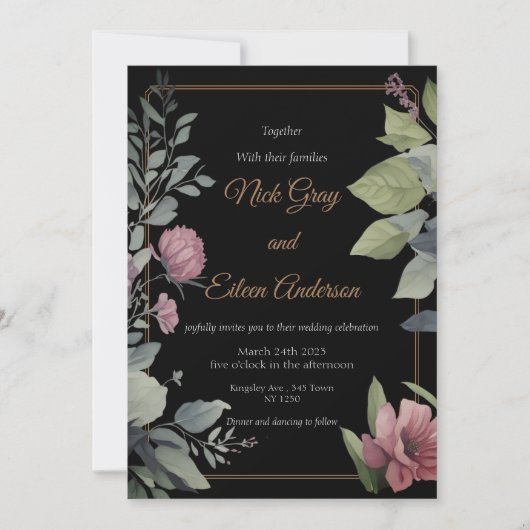 Einladung zum Zaubergarten Schwarze Hochzeit (Vorderseite)