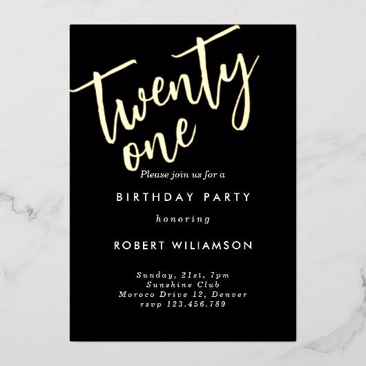 Einladung zum zwanzigsten Geburtstag (Vorderseite)