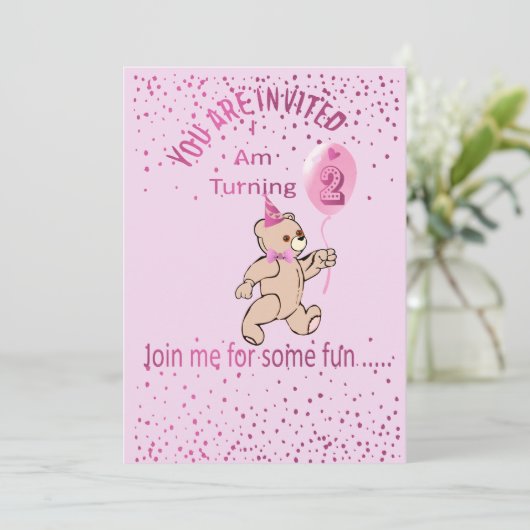 Einladung zum zweiten Geburtstag (Stehend Vorderseite)