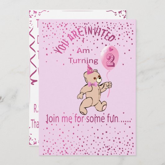 Einladung zum zweiten Geburtstag (Vorne/Hinten)