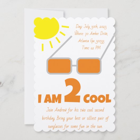 Einladung zum zweiten Geburtstag (Vorderseite)