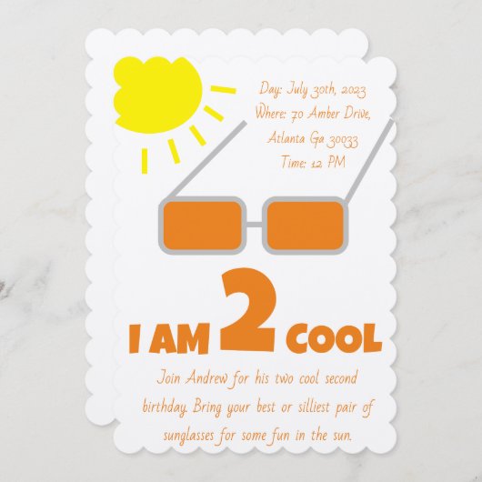 Einladung zum zweiten Geburtstag (Vorne/Hinten)