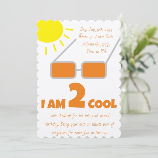 Einladung zum zweiten Geburtstag (Stehend Vorderseite)