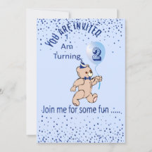Einladung zum zweiten Geburtstag in Blau