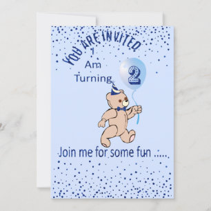 Einladung zum zweiten Geburtstag in Blau