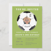 Einladung zum zweiten Geburtstag zum grünen Foto (Vorderseite)