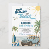 Einladung zum zweiten Geburtstag - Zwei der Strand (Vorderseite)