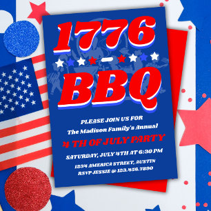 Einladung zur 1776 BBQ-Party mit Feuerwerk-Nacht