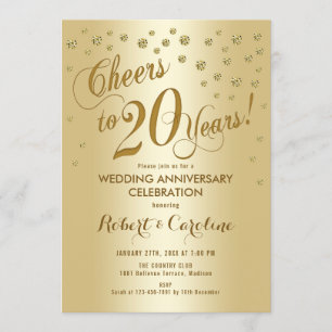 Einladung zur 20. Hochzeitstag in Gold