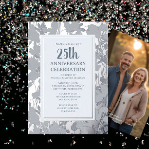 Einladung zur 25. Hochzeitstag-Feier Silber Elegan