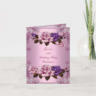 Einladung zur 30. Geburtstagsfeier Pink Purple Ros