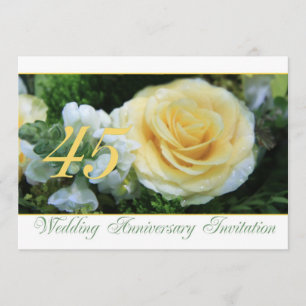 Einladung zur 45. Hochzeitsjubiläum - Gelbe Rose