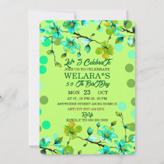 Einladung zur 50. Geburtstagsfeier, Grün Gold Digi