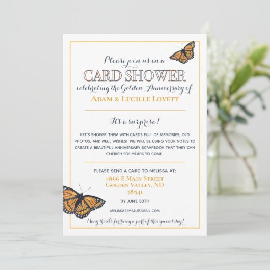 Einladung zur 50. Geburtstagskartendusche (Stehend Vorderseite)