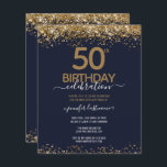 Einladung zur 50. Geburtstagspartei<br><div class="desc">Eleganter Imitat Gold Glitzer mit schimmernden Konfetti Highlights auf der Ober- und Untergrenze. Alle Texte sind individuell einstellbar und lassen sich für Ihr eigenes Party leicht ändern. Großartiges elegantes 50. Geburtstagsgeschmacksdesign.</div>