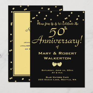 Einladung zur 50. Hochzeitstagfeier - Goldene Herz