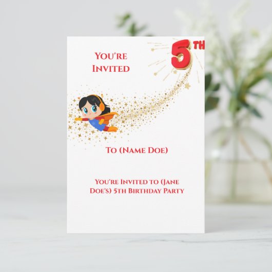 Einladung zur 5. Geburtstagsfeier (Stehend Vorderseite)