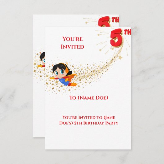 Einladung zur 5. Geburtstagsfeier (Vorne/Hinten)