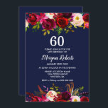 Einladung zur 60. Geburtstagsparty der Marine Burg<br><div class="desc">Navy Blue Burgundy Floral Elegant 60. Geburtstagsparty Einladung Siehe Matching Sammlung in Nest und Nest Store</div>
