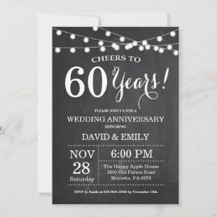 Einladung zur 60. Hochzeitstag auf Schultafel