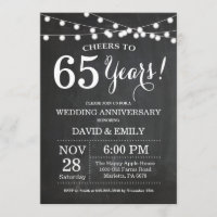 Einladung zur 65. Hochzeitstag auf Schiefertafel