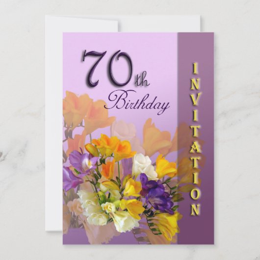 Einladung zur 70. Geburtstagspartei - Freeesias (Vorderseite)