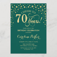 Einladung zur 70. Geburtstagsparty - Gold Green
