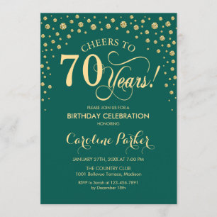 Einladung zur 70. Geburtstagsparty - Gold Green