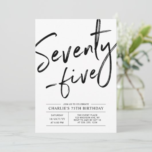 Einladung zur 75. Geburtstagsparty (Stehend Vorderseite)