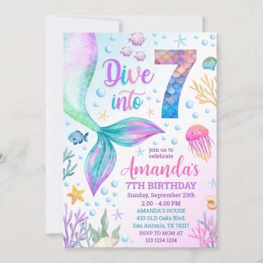 Einladung zur 7. Meerjungfrau, Tauchen Sie in sieb (Vorderseite)
