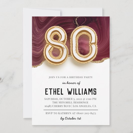 Einladung zur 80. Geburtstagsfeier (Vorderseite)