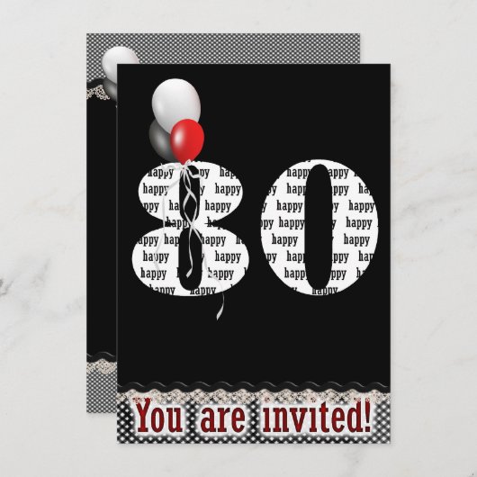 Einladung zur 80. Geburtstagsfeier (Vorne/Hinten)