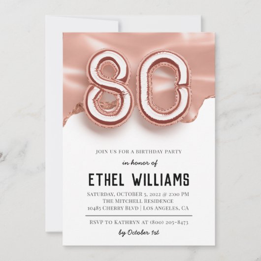 Einladung zur 80. Geburtstagsfeier (Vorderseite)