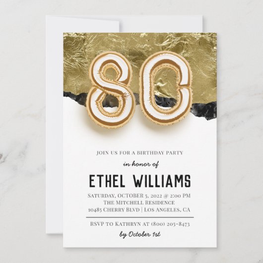 Einladung zur 80. Geburtstagsfeier (Vorderseite)