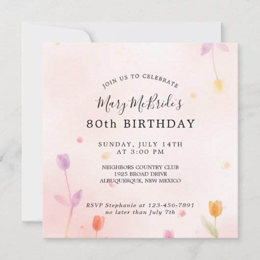 Einladung zur 80. Geburtstagskarte (Vorderseite)