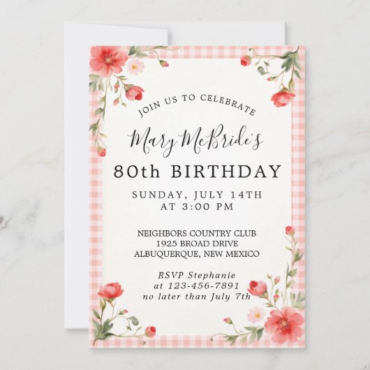 Einladung zur 80. Geburtstagskarte (Vorderseite)