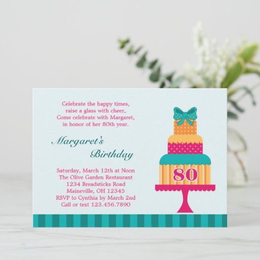 Einladung zur 80. Geburtstagsparty (Stehend Vorderseite)