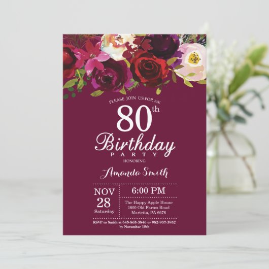 Einladung zur 80. Geburtstagsparty (Stehend Vorderseite)