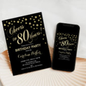 Einladung zur 80. Geburtstagsparty - Gold Black