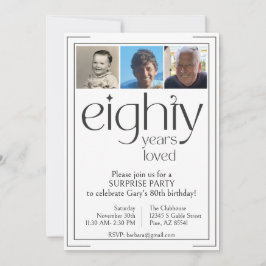 Einladung zur 80. Geburtstagsparty in Weiß und Sch