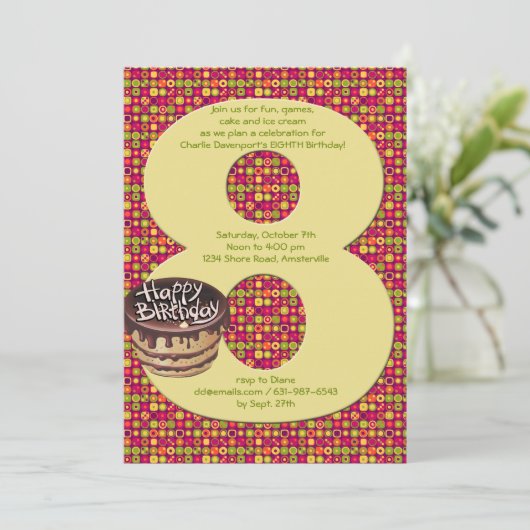 Einladung zur 8. Geburtstagsparty (Stehend Vorderseite)