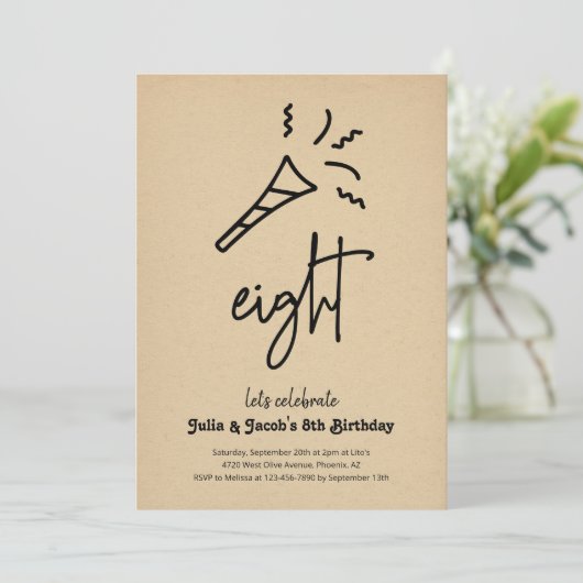 Einladung zur 8. Geburtstagsparty (Stehend Vorderseite)