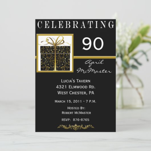 Einladung zur 90. Geburtstagsparty (Stehend Vorderseite)