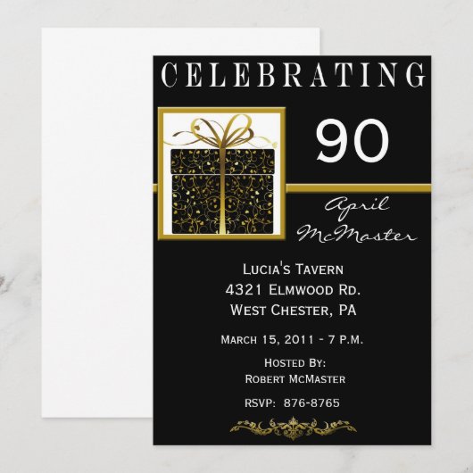 Einladung zur 90. Geburtstagsparty (Vorne/Hinten)