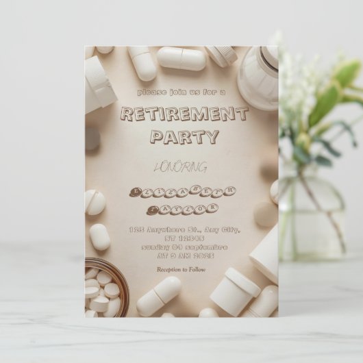 Einladung zur Abschiedsparty eines Apothekers (Stehend Vorderseite)