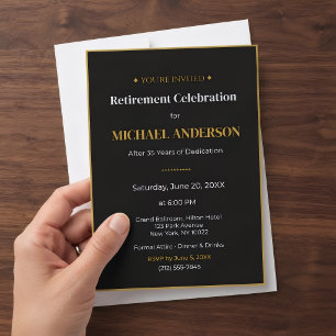Einladung zur Abschiedsparty Elegant Gold Schwarz