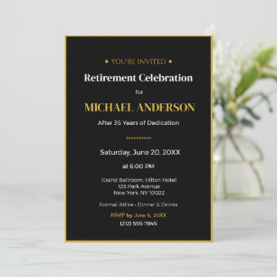 Einladung zur Abschiedsparty Elegant Gold Schwarz