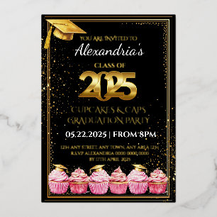 Einladung zur Abschlussfeier 2025 Cupcakes & Caps