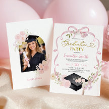 Einladung zur Abschlussfeier für Mädchen mit rosa 